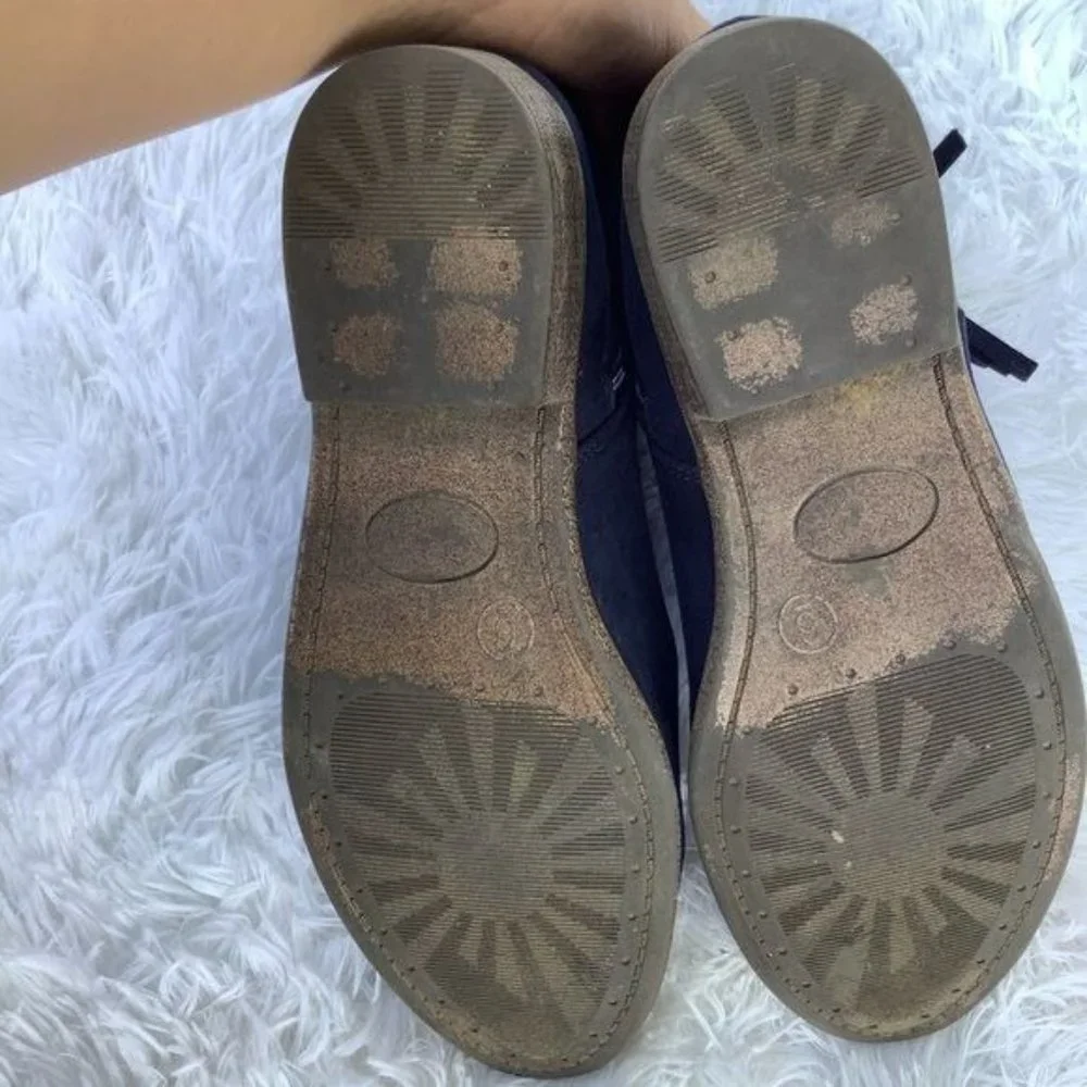 Cat‎ & Jack Ankle Booties Girl Size 6 Deep Blue Faux Vegan Suede Leather Boho